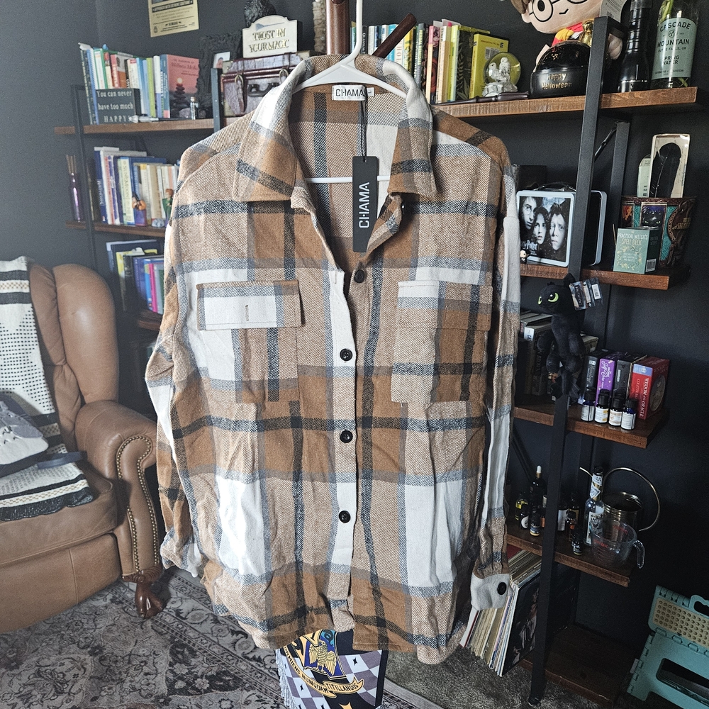 Women's Tan Plaid Jacket
